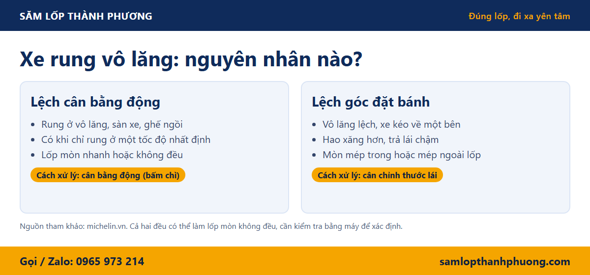 Rung vô lăng: cân bằng động hay cân chỉnh thước lái?